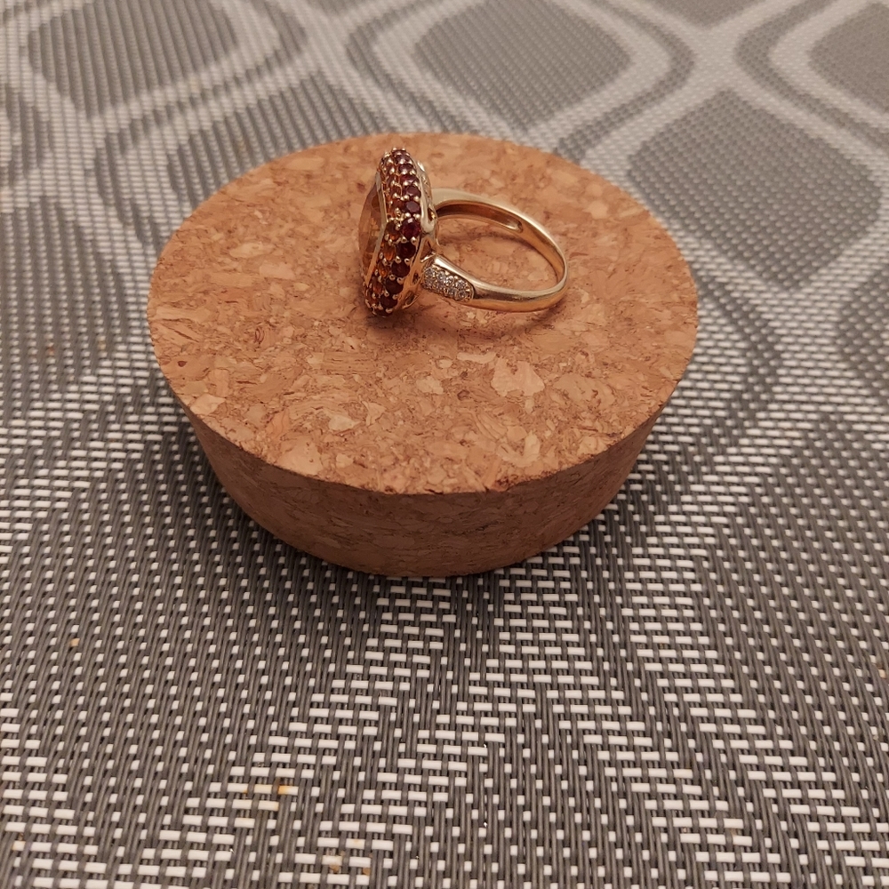 14K GOLD CITRINE CUSHION COCKTAIL RING - Picture 5 of 9